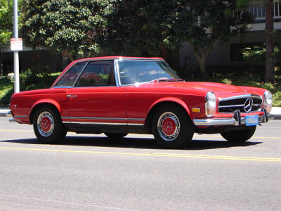 Make and Model Mercedes 280SL pagoda Description Signal red over congac